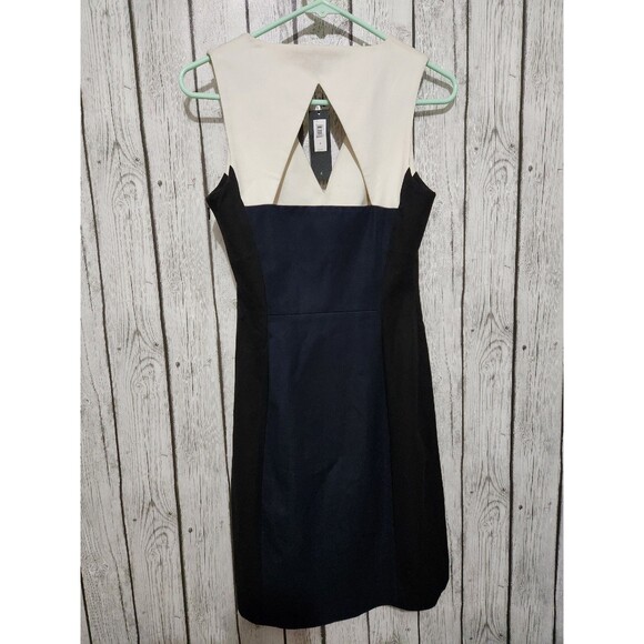 New Banana Republic Sloan Dress 4 Navy Colorblock Cutout Sheath V-Neck Old Money - Picture 10 of 14